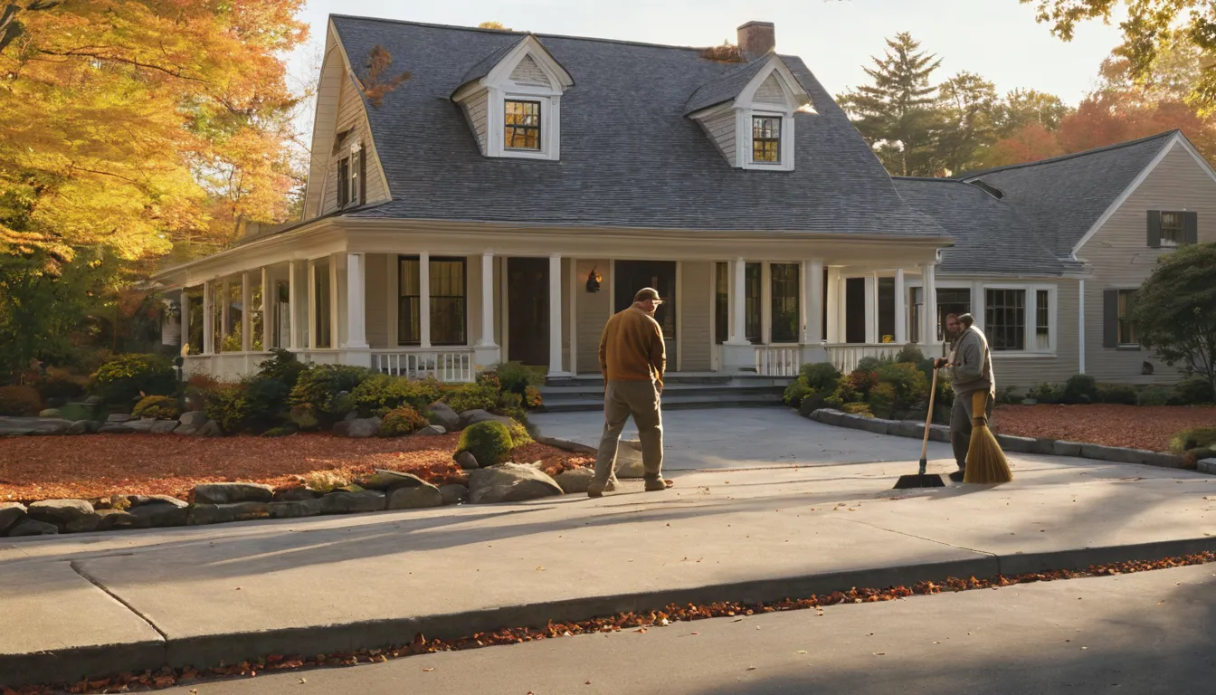 A new concrete driveway beside an older home in Norwalk, ready for winter